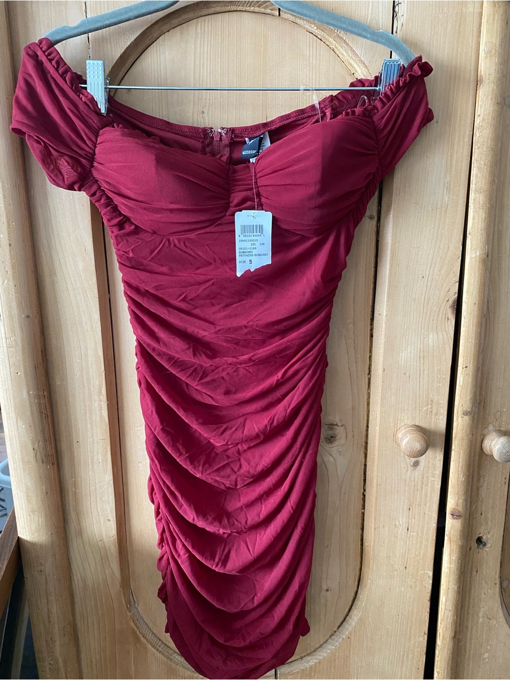 Windsor Burgundy One-Shoulder Ruched Dress